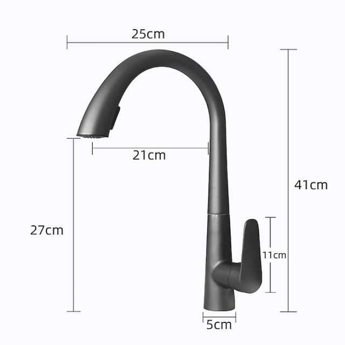 Kitchen Faucet with Pull-out Spray 360° Rotated Single Handle One Hole Minimalist Modern Contemporary Kitchen Taps