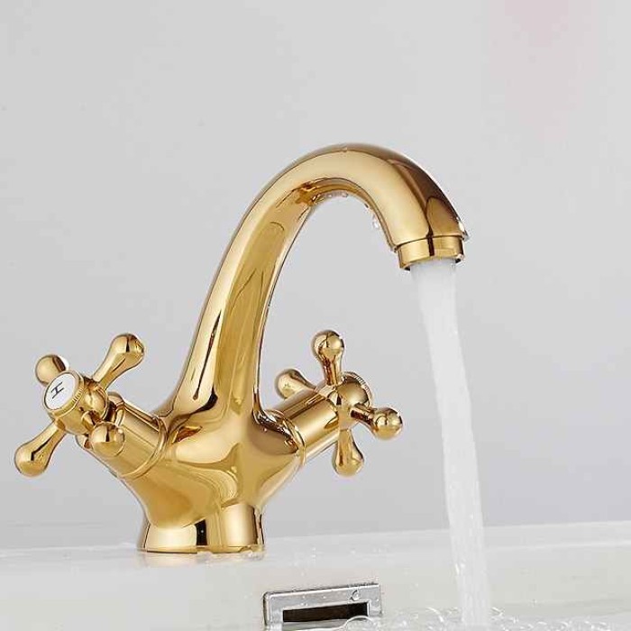 Bathroom Sink Faucet,Classic Electroplated / Painted Finishes Centerset Two Handles One Hole Bath Taps