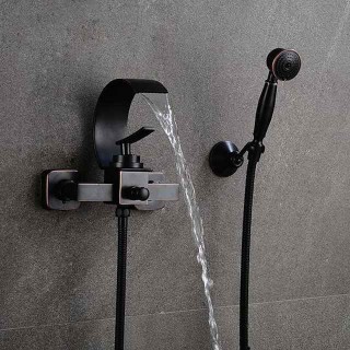 Bathtub Faucet - Modern Contemporary Electroplated Wall Installation Ceramic Valve Bath Shower Mixer Taps