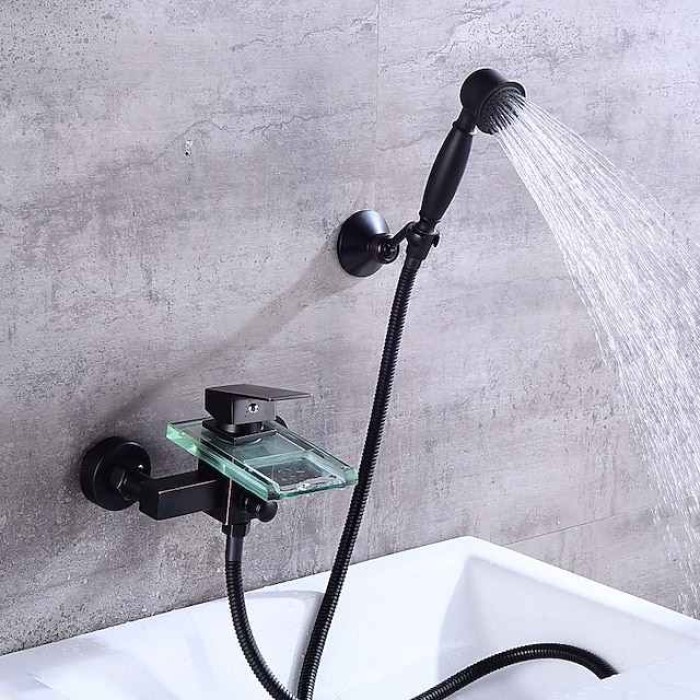 Bathtub Faucet - Modern Contemporary Electroplated Wall Installation Ceramic Valve Bath Shower Mixer Taps