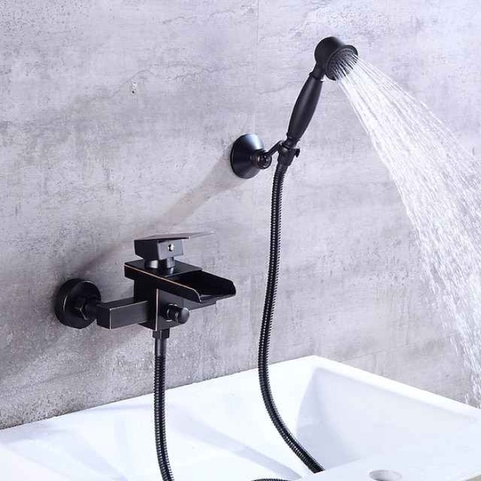 Bathtub Faucet - Modern Contemporary Electroplated Wall Installation Ceramic Valve Bath Shower Mixer Taps