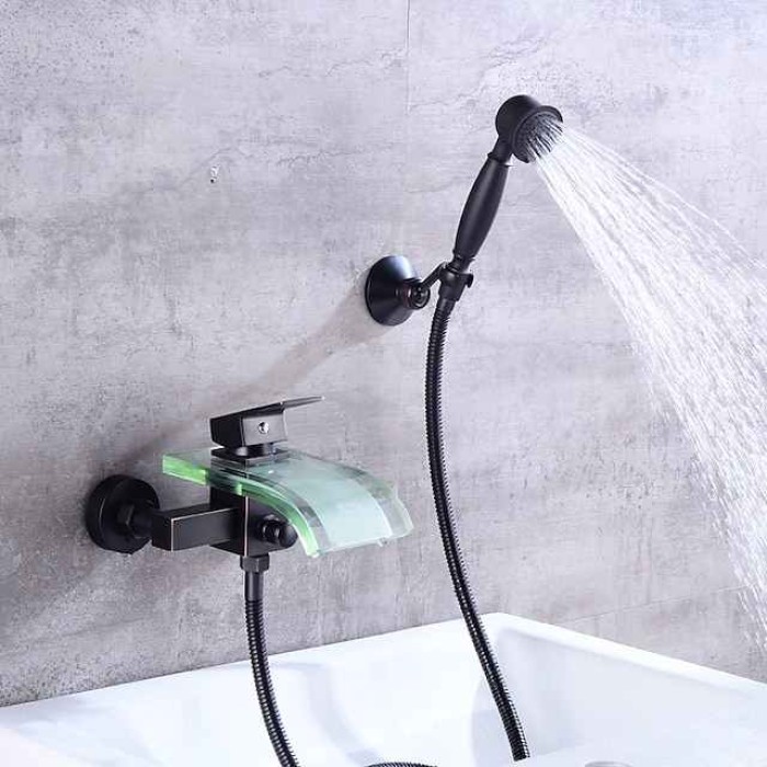 Bathtub Faucet - Modern Contemporary Electroplated Wall Installation Ceramic Valve Bath Shower Mixer Taps