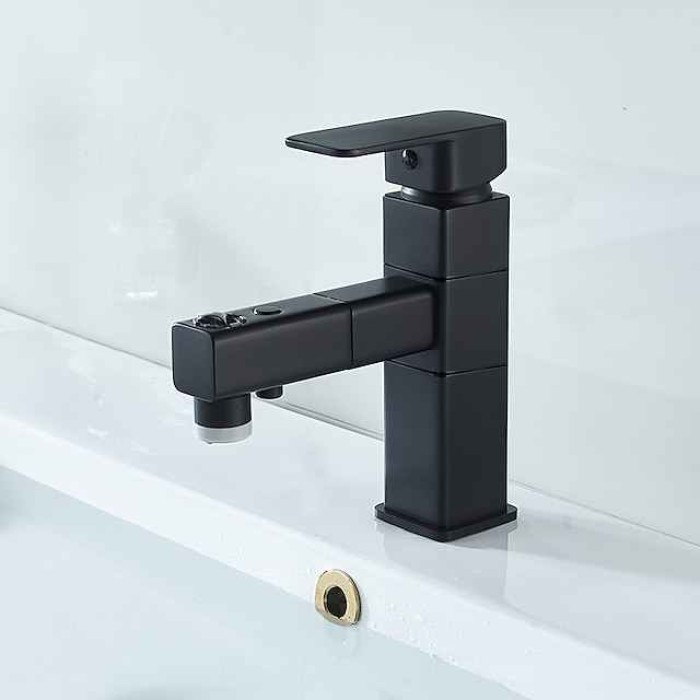 Bathroom Sink Faucet - Rotatable / Pull out / Classic Electroplated / Painted Finishes Centerset Single Handle One HoleBath Taps