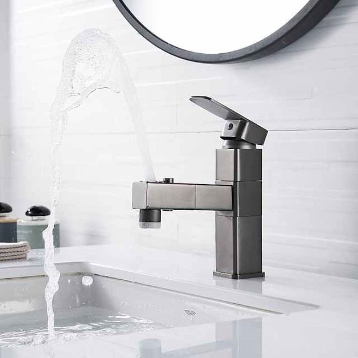 Bathroom Sink Faucet - Rotatable / Pull out / Classic Electroplated / Painted Finishes Centerset Single Handle One HoleBath Taps