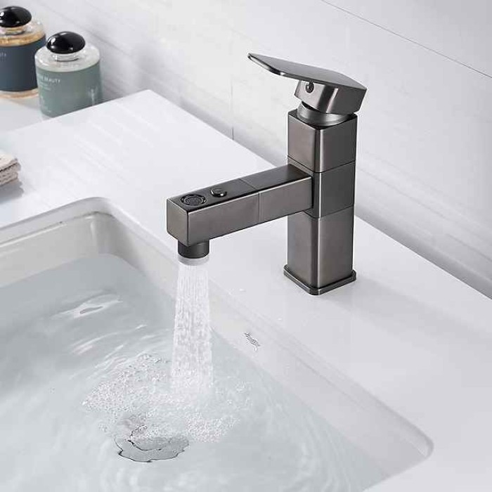 Bathroom Sink Faucet - Rotatable / Pull out / Classic Electroplated / Painted Finishes Centerset Single Handle One HoleBath Taps