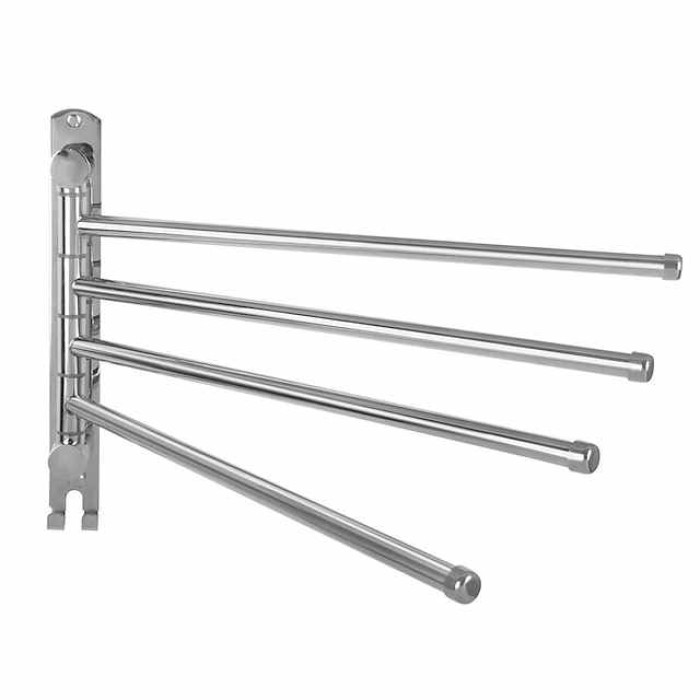 Wall Mounted Towel Bar Swivel Towel Rack 304 Stainless Steel Towel Bar Towel Hanger with Hooks Space Saving Towel Racks for Bathroom Kitchen (Black Silver Optional)