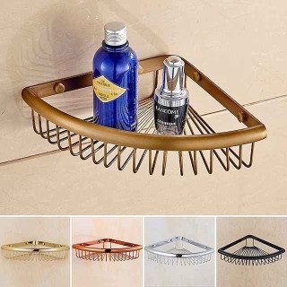 Shower Caddy Corner Basket Bathroom Shelf Antique Brass Bathroom Organizer Wall Mounted Storage