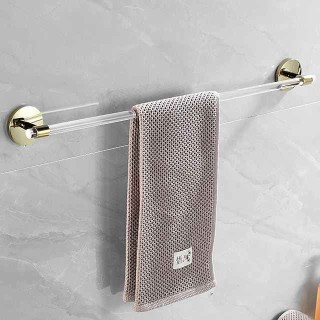 Acrylic Towel Rack 30cm-60cm Extended Wall Hanging Perforated Gold Bathroom Cool Towel Pole Light Luxury Wind Toilet Pendant