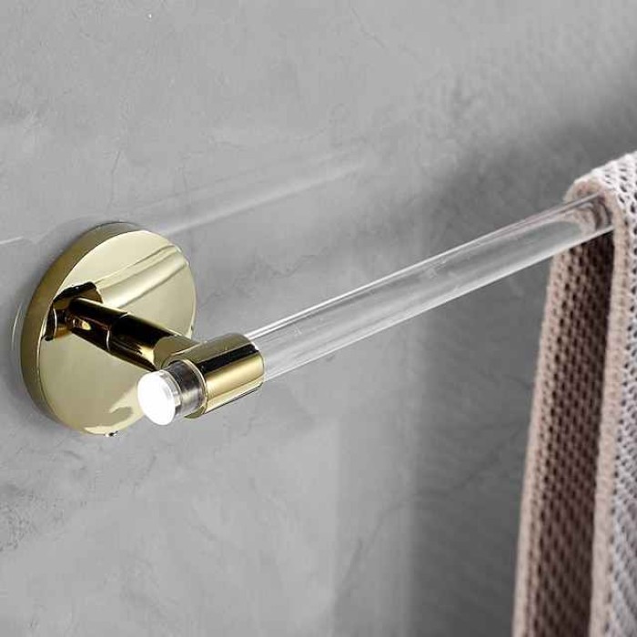 Acrylic Towel Rack 30cm-60cm Extended Wall Hanging Perforated Gold Bathroom Cool Towel Pole Light Luxury Wind Toilet Pendant