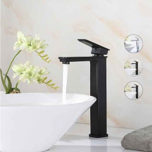 Black Bathroom Faucet Tall Single Handle Bathroom Vessel Sink Faucet Rv Lavatory Vessel Faucet Basin Mixer Tap Solid Brass/Matte Black