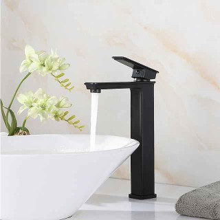 Black Bathroom Faucet Tall Single Handle Bathroom Vessel Sink Faucet Rv Lavatory Vessel Faucet Basin Mixer Tap Solid Brass/Matte Black