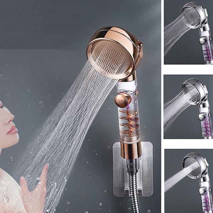 Shower Head High Pressure 3-Function SPA Shower Head With Switch On/Off Button Filter Bath Head Water Saving Shower Bathroom