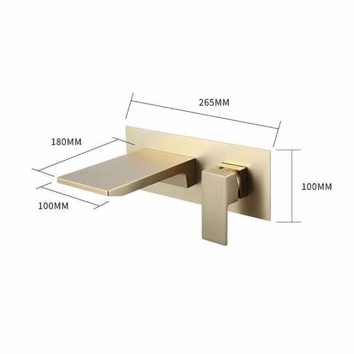 Bathroom Sink Faucet - Wall Mount / Waterfall Electroplated / Brushed Gold / Black Painted Finishes Mount Inside Wall mountedBath Taps