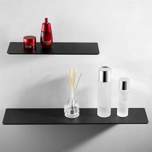 Bathroom Shelf Self-adhesive Bath Storage Rack 30-50cm Modern Space Aluminum Rust-proof Bathroom Organizer Wall Shelf (Black/White)