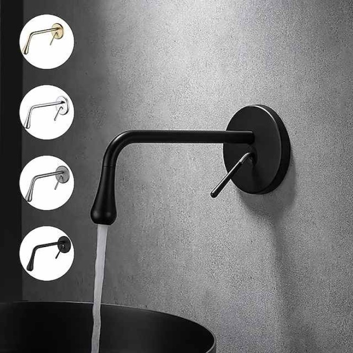 Bathroom Sink Faucet - Rotatable / Wall Mount Electroplated / Painted Finishes Mount Inside Single Handle One HoleBath Taps