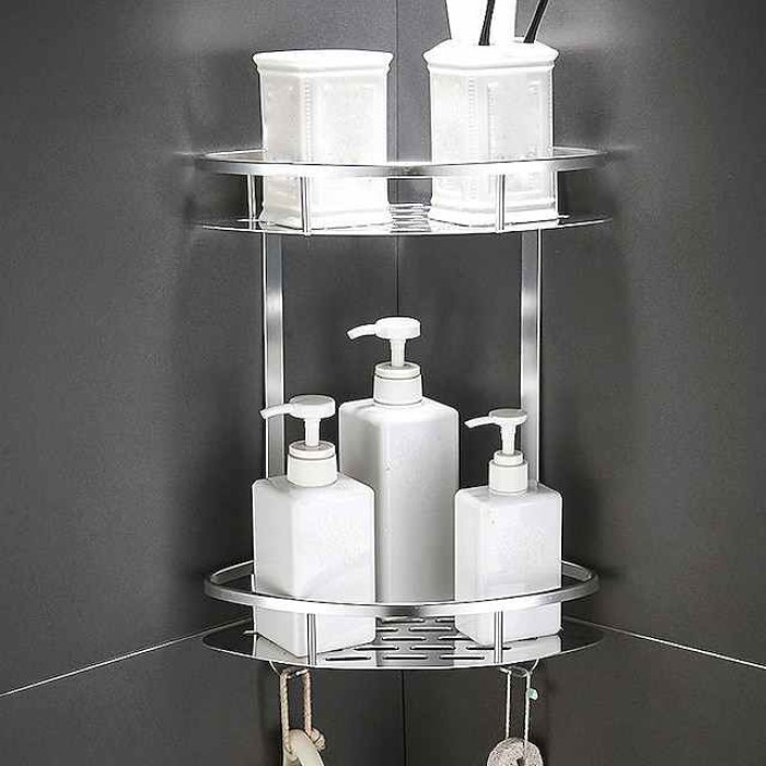 Bathroom Corner Shower Rack 2/3 Layer Space Aluminum Bathroom Shelf Accessories Set Removable Rack Bathroom Shelf organizador