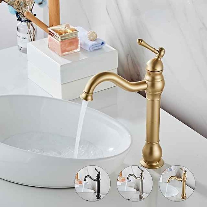 Bathroom Sink Faucet Antique Brass/ORB/Brushed Rotatable Single Handle One Hole Bath Taps