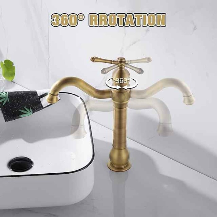 Bathroom Sink Faucet Antique Brass/ORB/Brushed Rotatable Single Handle One Hole Bath Taps