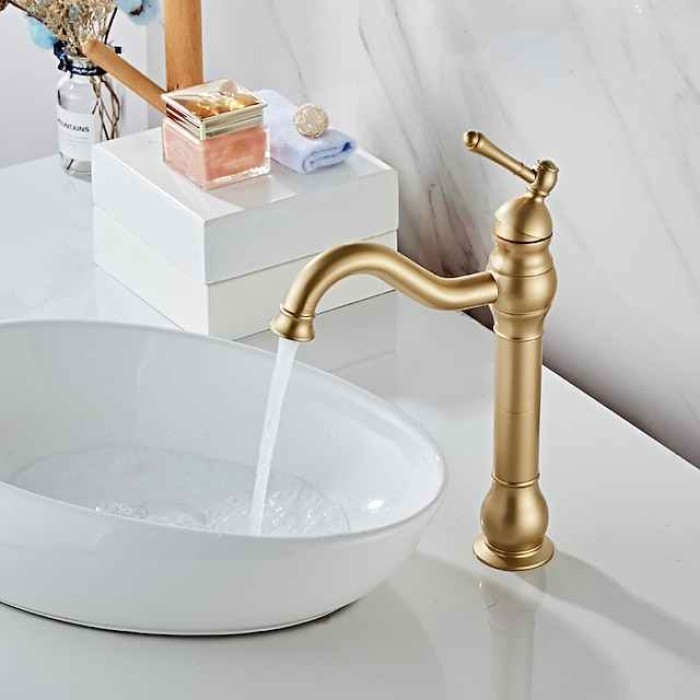 Bathroom Sink Faucet Antique Brass/ORB/Brushed Rotatable Single Handle One Hole Bath Taps