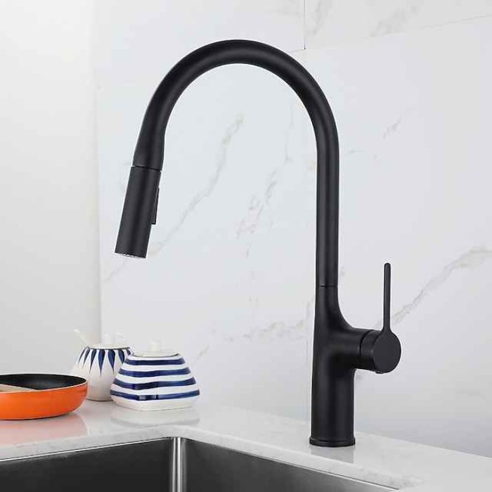 Kitchen faucet - Single Handle One Hole Electroplated / Painted Finishes Pull-out / Pull-down / Standard Spout / Tall / High Arc Centerset Modern Contemporary Kitchen Taps