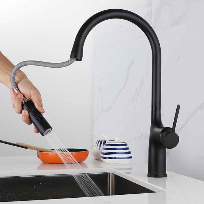 Kitchen faucet - Single Handle One Hole Electroplated / Painted Finishes Pull-out / Pull-down / Standard Spout / Tall / High Arc Centerset Modern Contemporary Kitchen Taps