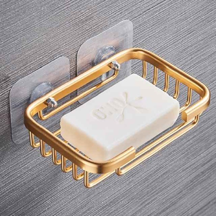 2pcs Soap Box Hole Free Space Aluminum Soap Box Soap Basket Soap Support Net Drainage Suction Cup Wall Hanging Storage Bathroom Soap Rack