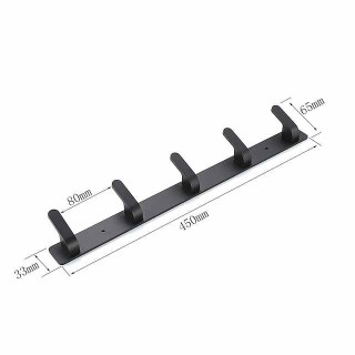 Coat Hooks Rack Wall Mounted, Heavy Duty Stainless Steel Matte Black Coat Hanger for Towel Bag Clothes Hat, 5 Hooks