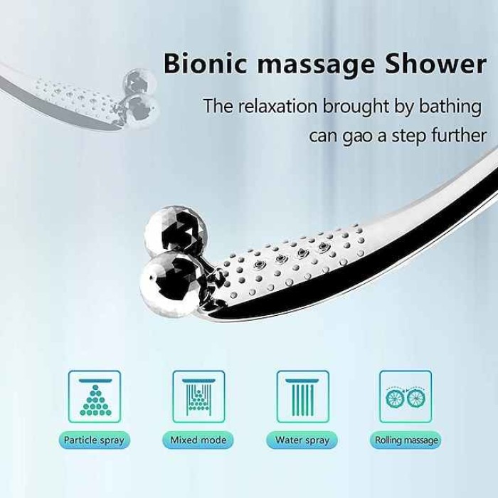 Massage Booster Shower Rain Shower Head Double Crystal Ball Massage Shower Shower Shower Head