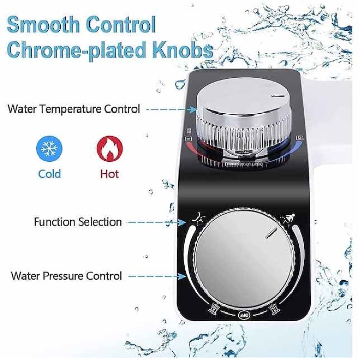 Bidet Attachment for Toilet -Self Cleaning Dual Nozzle, Non-Electric Bidet, Cold & Warm Fresh Water Bidet Sprayer With Temperature & Pressure Controls