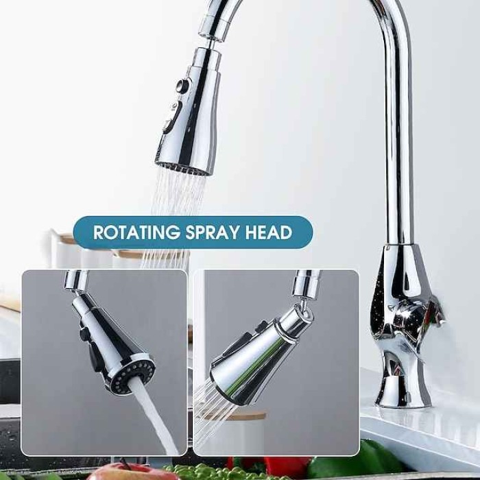 3 Functions Spray Head 360 Swivel Faucet Spayer Head G1/2 Water-saving Sink Aerator for Kitchen Faucet Replacement Spray Head