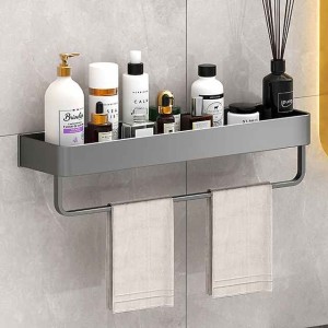 Toilet Storage Rack Single-Layer Hole Free Gun Gray Double-Layer Space Aluminum Toilet Wall Mounted Bathroom Storage Rack Towel Rack