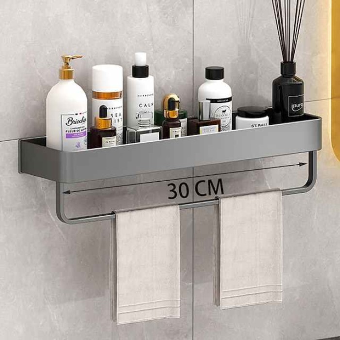 Toilet Storage Rack Single-Layer Hole Free Gun Gray Double-Layer Space Aluminum Toilet Wall Mounted Bathroom Storage Rack Towel Rack