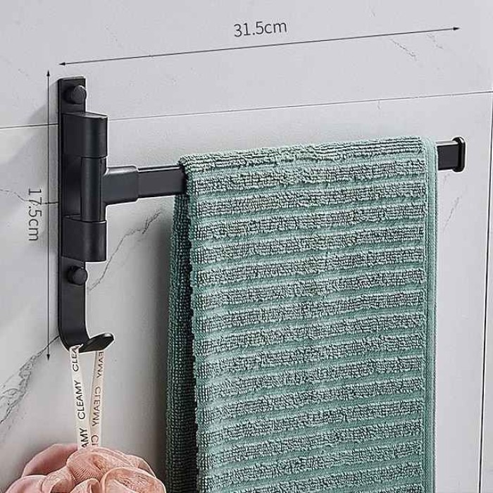 Rotating Towel Rack Black Space Aluminum Toilet Toilet Toilet Folding Bathroom Towel Bar