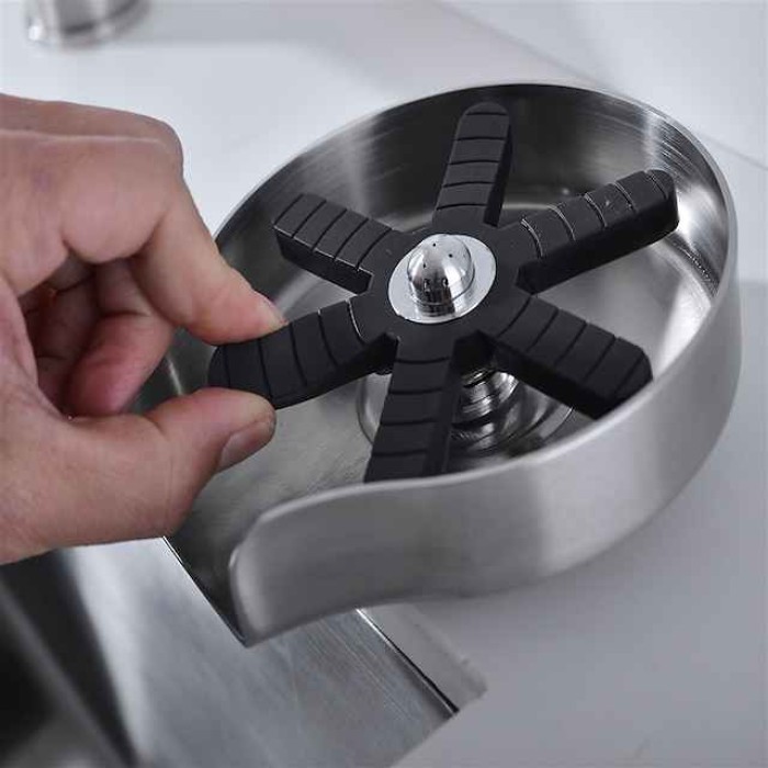 Stainless Steel Glass Rinser for Kitchen Sink, Glass Bottle Cup Washer for Sink Cup Rinser Clean Sink Attachment Accessories for Baby Bottle, Bar Wine Glass, and More Cups