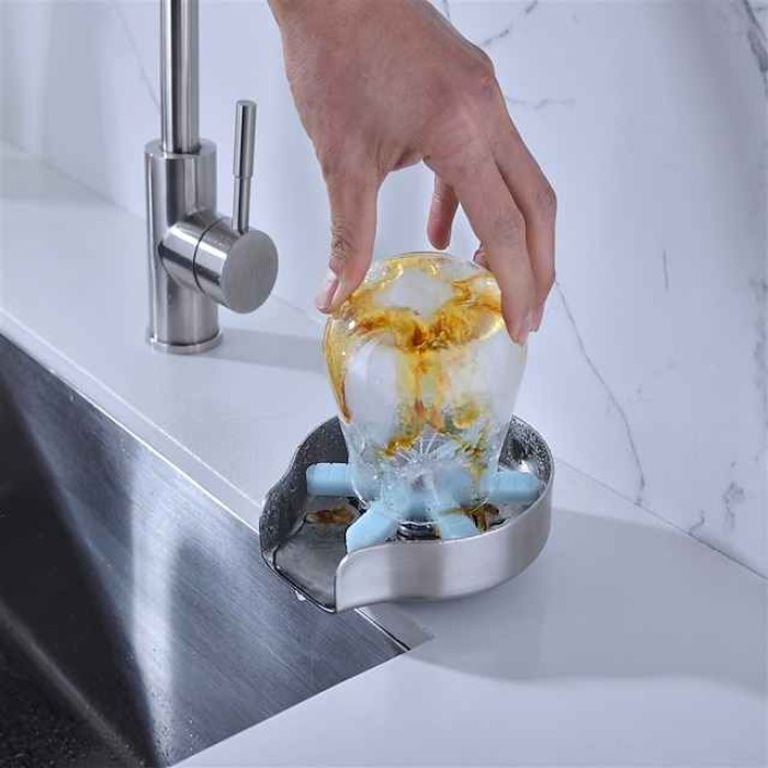 Stainless Steel Glass Rinser for Kitchen Sink, Glass Bottle Cup Washer for Sink Cup Rinser Clean Sink Attachment Accessories for Baby Bottle, Bar Wine Glass, and More Cups