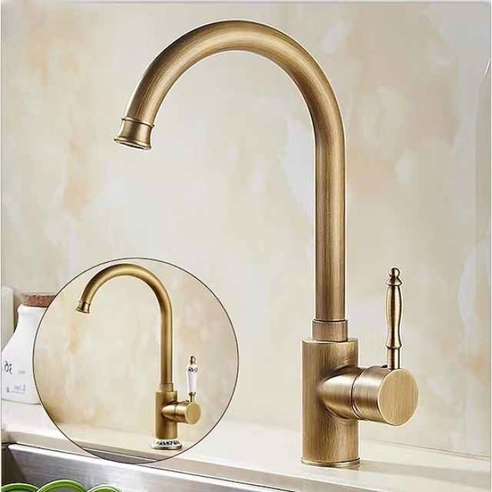 Kitchen Faucet - Single Handle One Hole Electroplated Pull-Out / Pull-Down Centerset Retro Vintage Kitchen Taps