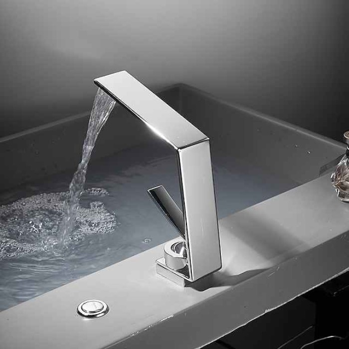 Bathroom Sink Faucet - Waterfall Electroplated / Painted Finishes Centerset Single Handle One HoleBath Taps