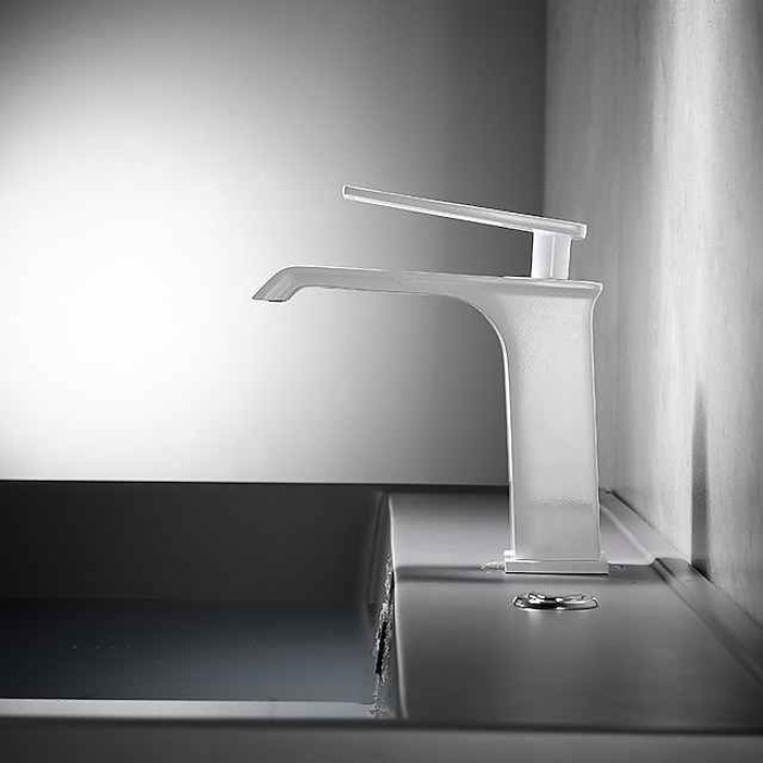 Bathroom Sink Faucet - Waterfall Electroplated / Painted Finishes Centerset Single Handle One HoleBath Taps