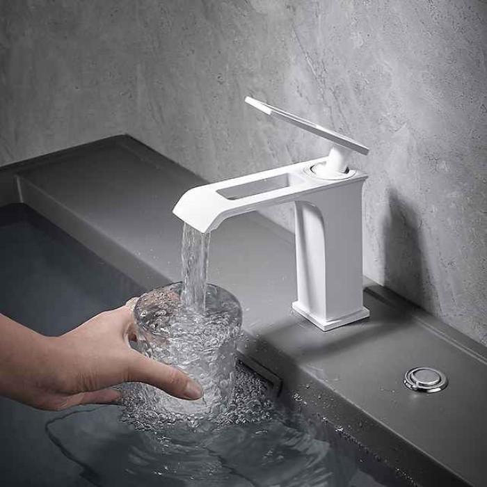 Bathroom Sink Faucet - Waterfall Electroplated / Painted Finishes Centerset Single Handle One HoleBath Taps