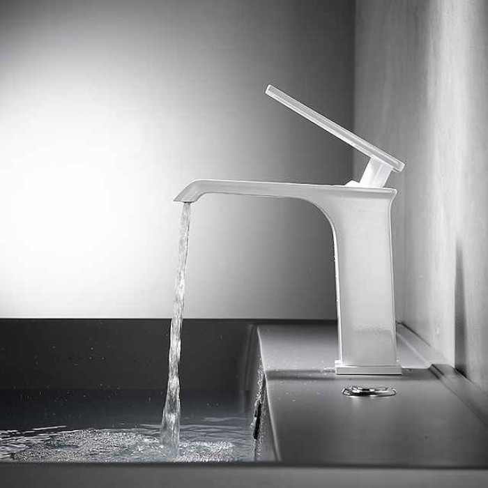 Bathroom Sink Faucet - Waterfall Electroplated / Painted Finishes Centerset Single Handle One HoleBath Taps