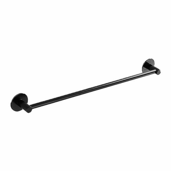 Non Perforated Towel Rack Bathroom Rack Space Aluminum Black Wall Hanging Round Bottom Single Pole Double-Layer Towel Bar