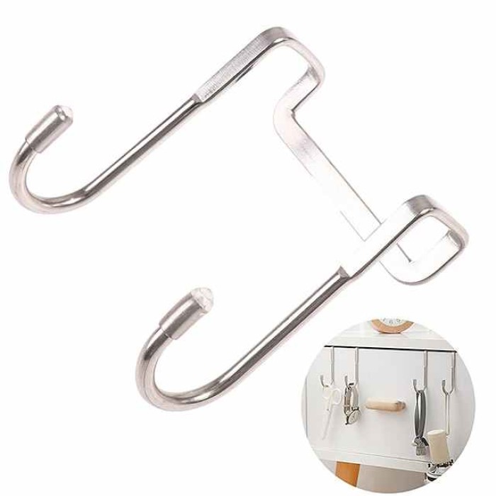 3pcs Stainless Steel Hook Free Punching Double S-Shape Hook Kitchen Bathroom Cabinet Door Back Type Coat Towel Storage Hanger