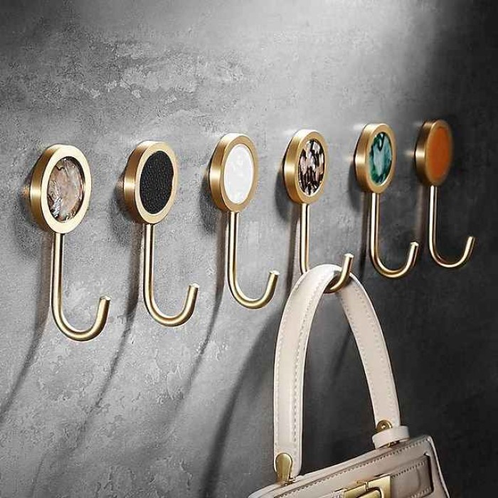 Punch-Free Shell Brass Clothes Hook Bathroom Wall Hook Clothes Hook Toilet Toilet Single Hook