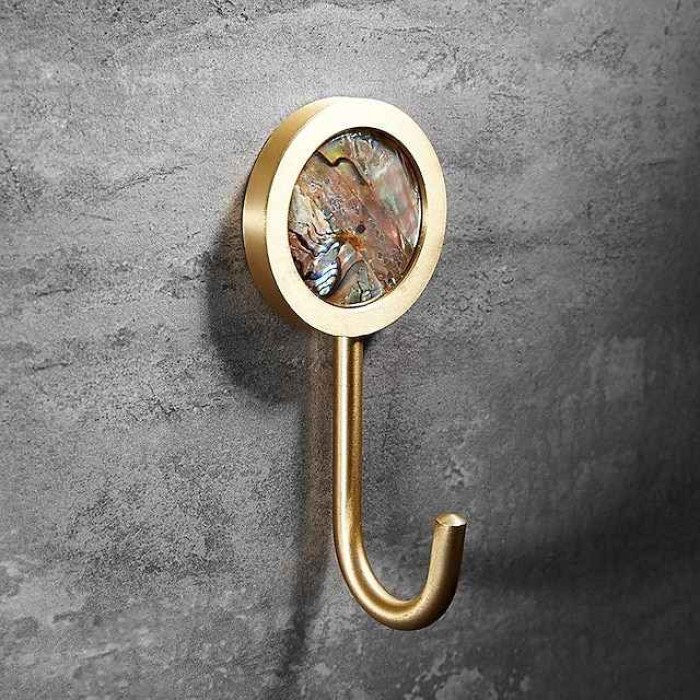 Punch-Free Shell Brass Clothes Hook Bathroom Wall Hook Clothes Hook Toilet Toilet Single Hook