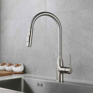 Kitchen faucet - Single Handle One Hole Brushed / Electroplated / Painted Finishes Pull-out / Pull-down / Standard Spout / Tall / High Arc Centerset Modern Contemporary Kitchen Taps