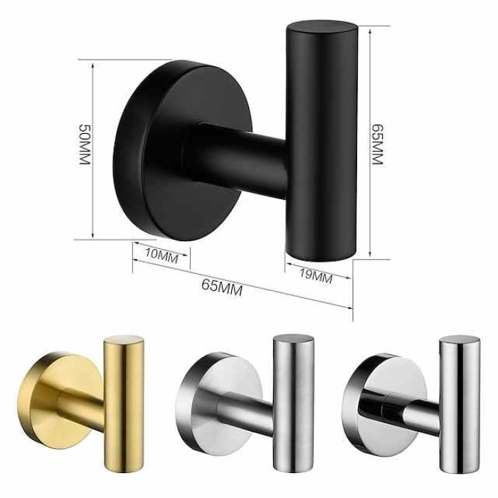 2PCS Robe Hooks Wall Mounted Clothes Hooks 304 Stainless Steel High Bearing Capacity Hooks for Bathroom/Kitchen