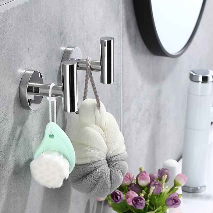 2PCS Robe Hooks Wall Mounted Clothes Hooks 304 Stainless Steel High Bearing Capacity Hooks for Bathroom/Kitchen