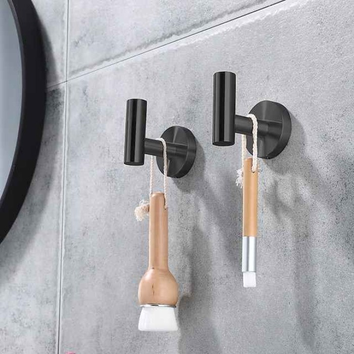 2PCS Robe Hooks Wall Mounted Clothes Hooks 304 Stainless Steel High Bearing Capacity Hooks for Bathroom/Kitchen