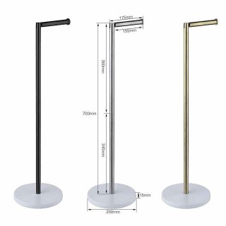 Free Standing Toilet Paper Holder Stand with Marble Base,304 Stainless Steel Rustproof Tissue Roll Holder Floor Stand Storage for Bathroom (Chrome)