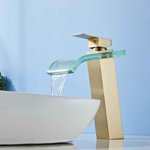 Bathroom Sink Faucet - Waterfall Brushed Centerset Single Handle One HoleBath Taps